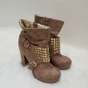 Gold Studded Platform Booties